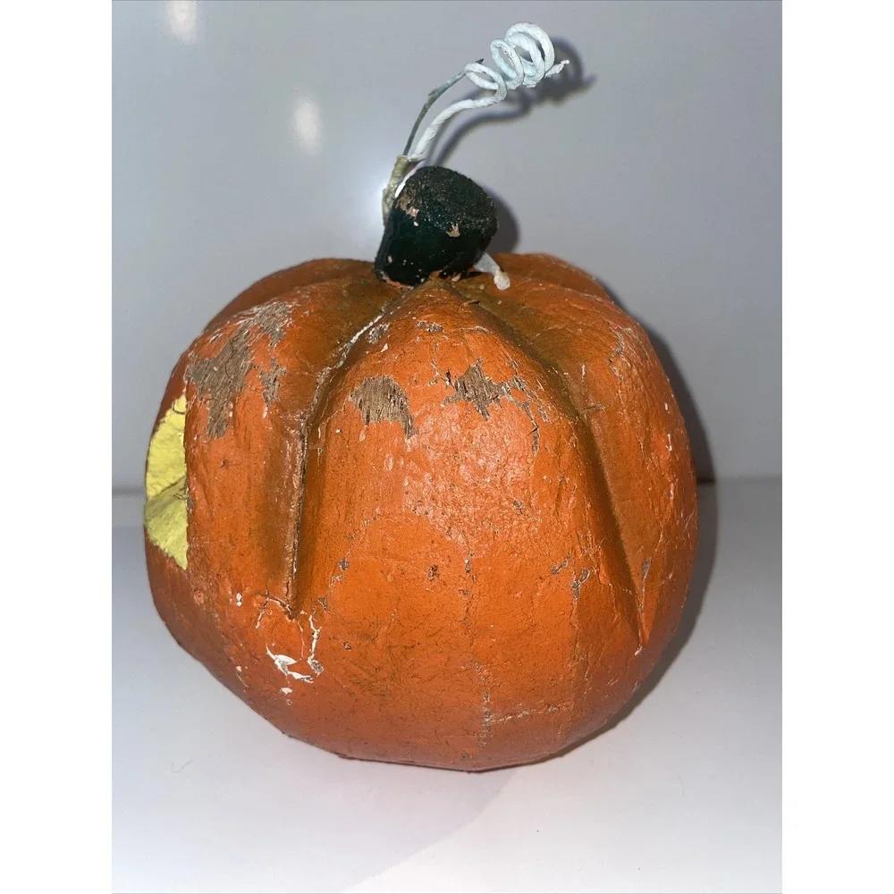 VTG Halloween‎ Coconut Pumpkin Jack-O-Lantern Handcrafted Philippines Painted E7